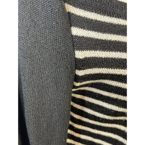 Sag Harbor Faux Sweater Set Size Medium Petite Black White Stripe - Picture 4 of 6
